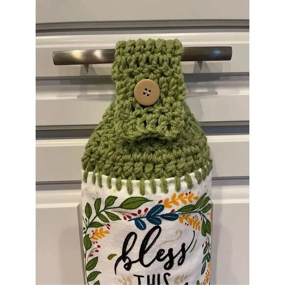 Crochet Top Kitchen Towel- Bless this Kitchen - Picture 2 of 3